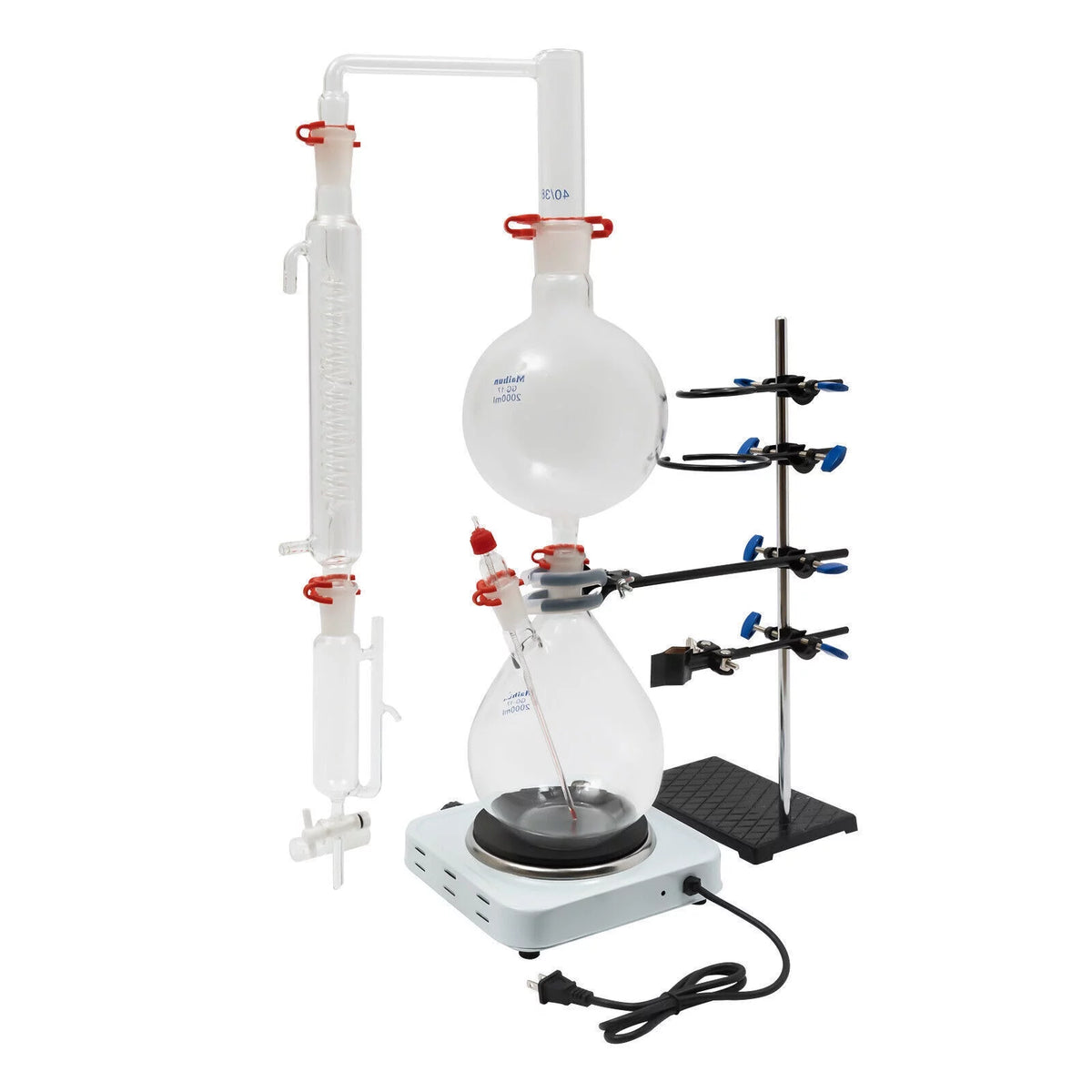 1000W 110V 2000ML Glass Distillation Kit with Condenser and Hot Stove O354394