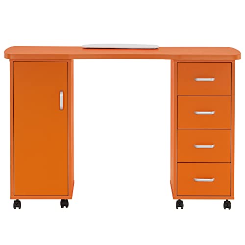 White Nail Table with 4 Drawers S589