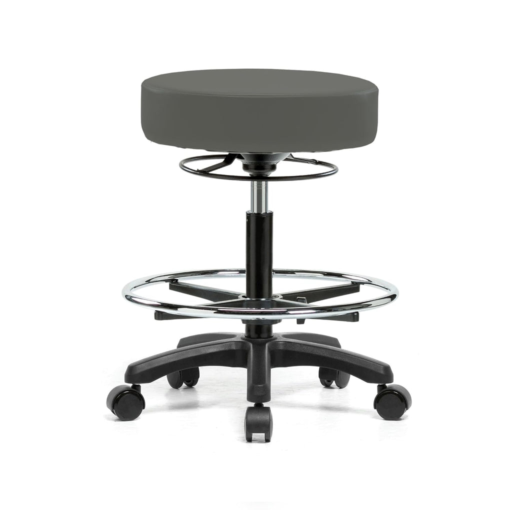 Black Fabric Rolling Height Adjustable Stool L1871