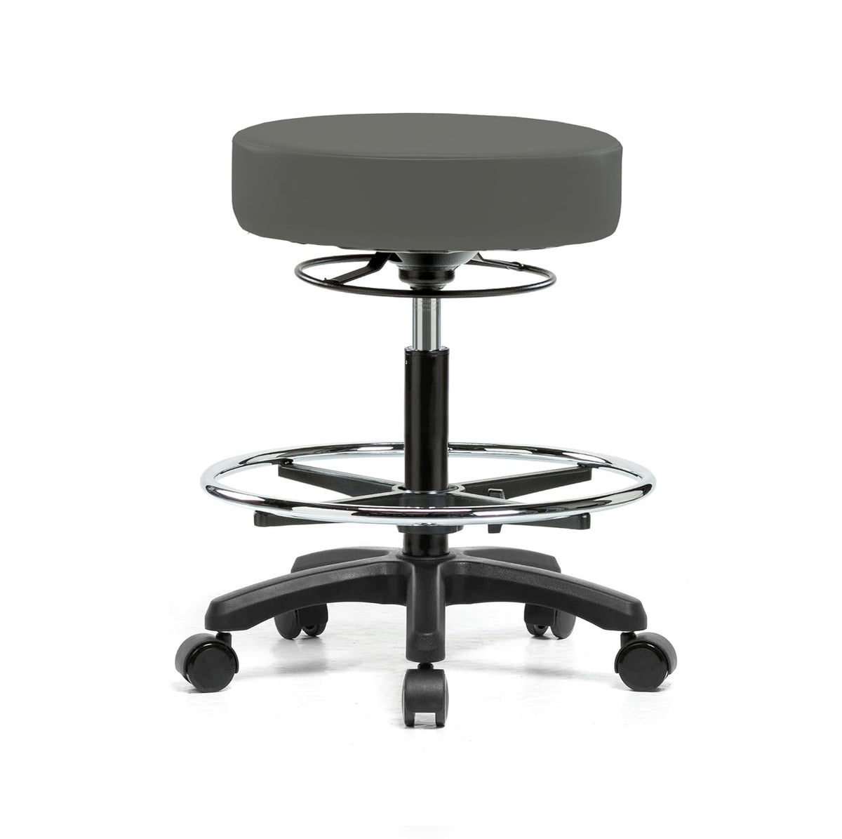 Black Fabric Rolling Height Adjustable Stool L1871