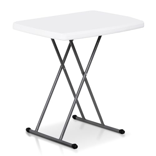 White 4 Foot Plastic Folding Table with Carrying Handle L21071