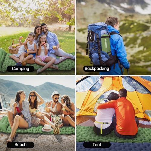 Ultralight Inflatable Sleeping Pad with Pillow and Built-in Foot Pump (Blue) Q645559