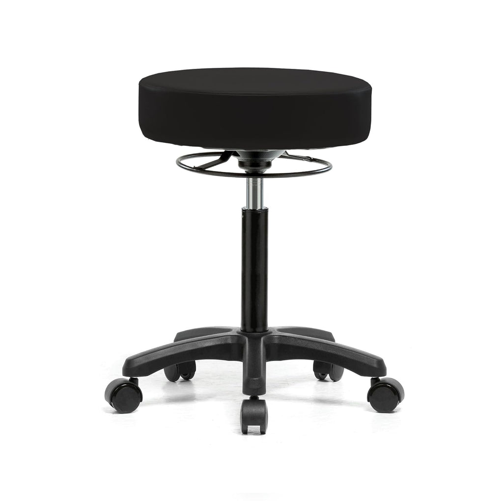 Black Fabric Rolling Height Adjustable Stool L1871