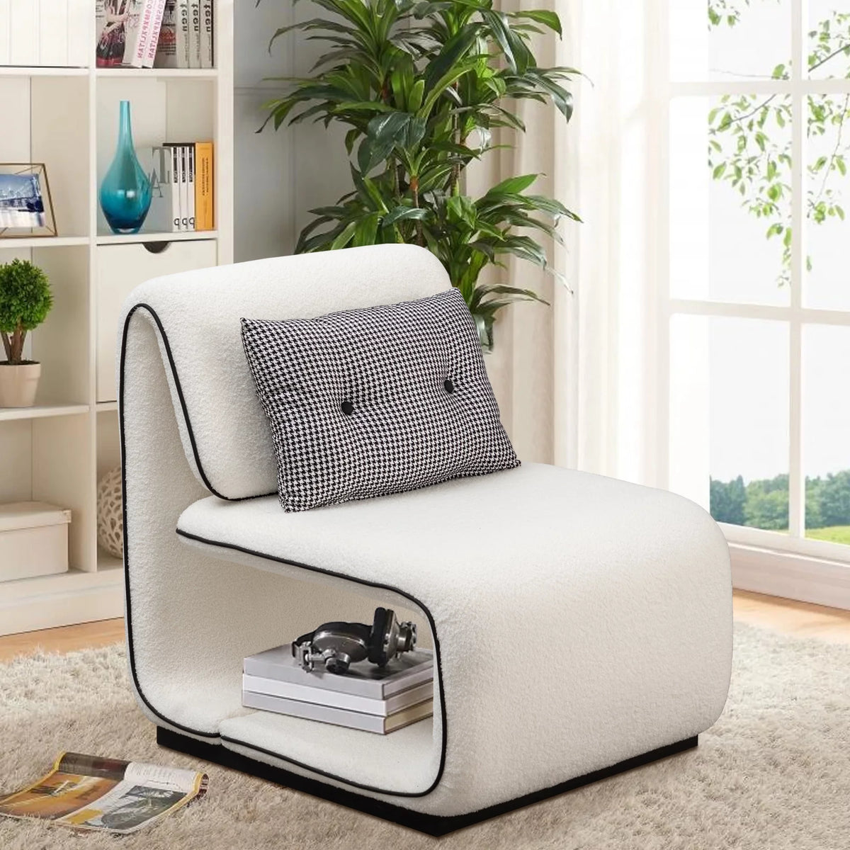 White Upholstered Sherpa Accent Chair X517078