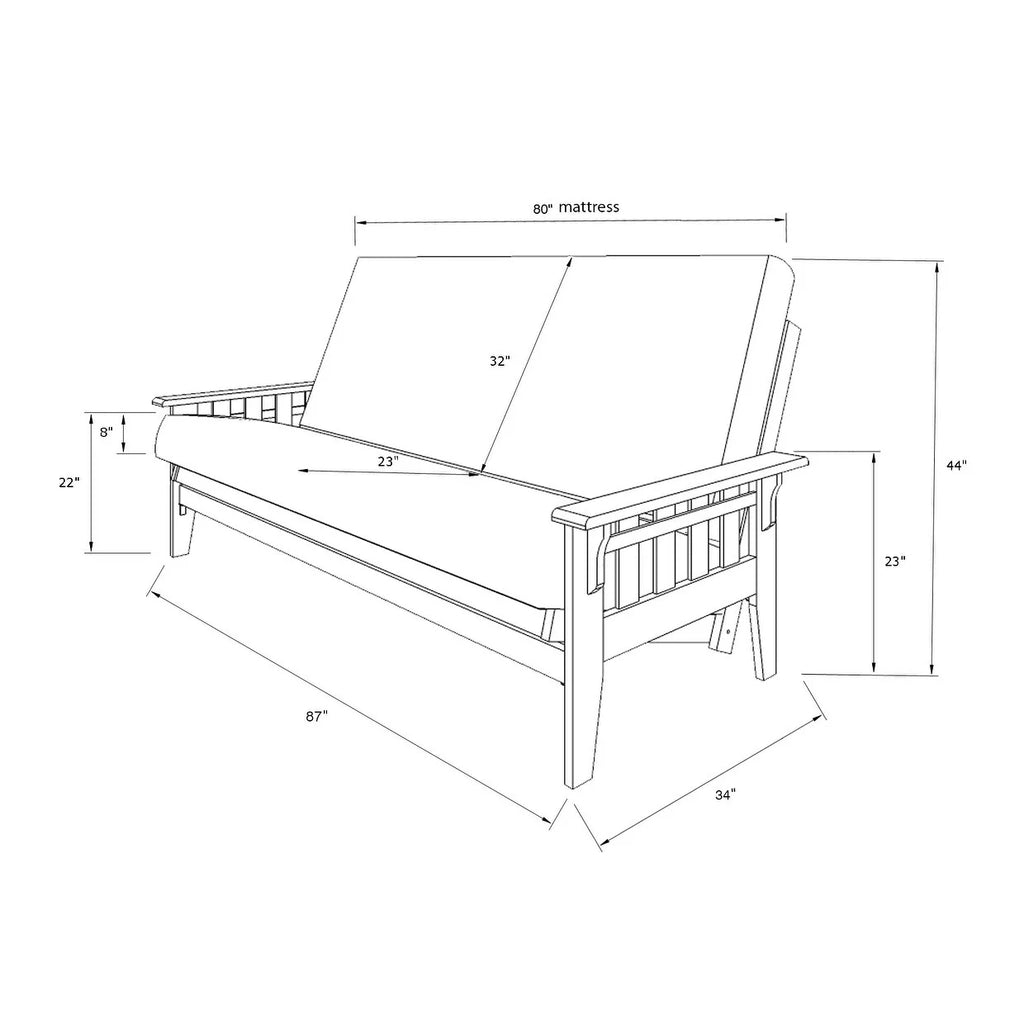 Queen-size Wood Storage Futon Mattress C924
