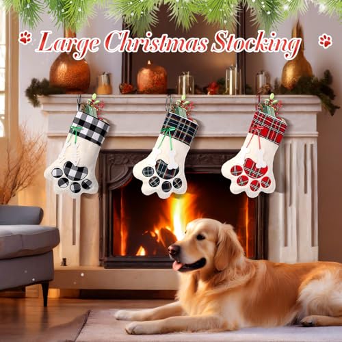 4 Pcs Large Christmas Paw Stockings Z720