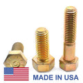 1/2 inch-20 x 3 1/2 inch Fine Thread Grade 9 Hex Cap Screw, Yellow Zinc Plated, Pk 25 X9169