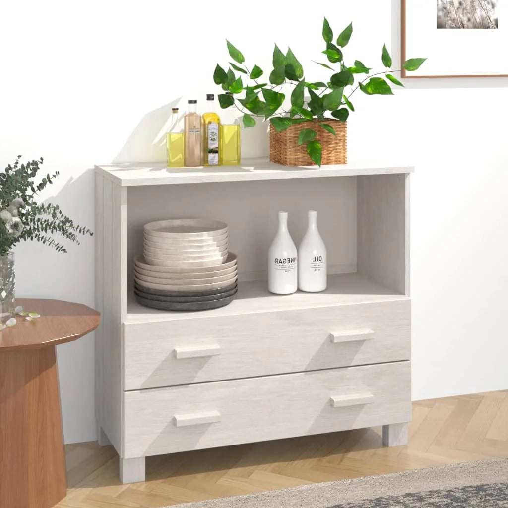 White Solid Wood Pine Sideboard Q7536