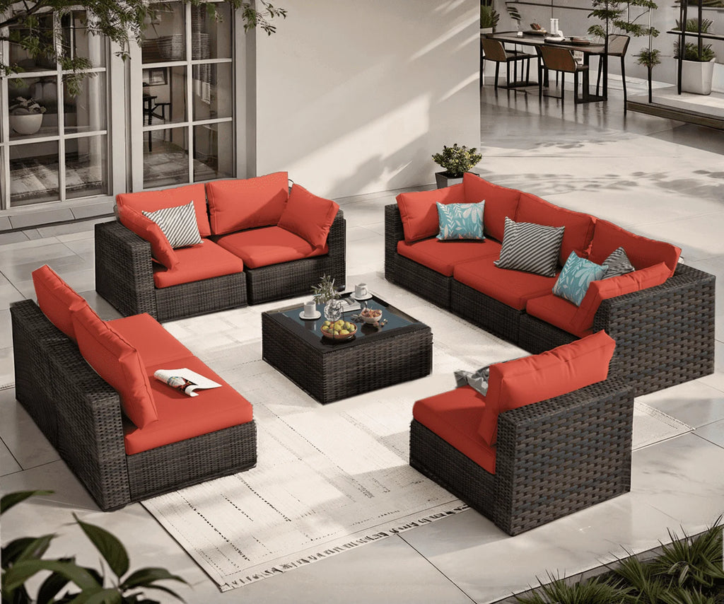 9 Pieces PE Wicker Rattan Outdoor Sofa Set C5132