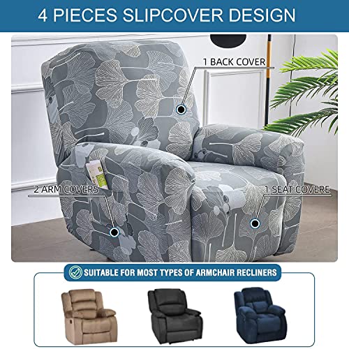 4-Pieces Non Slip Recliner Slipcovers with Storage Pockets M6030