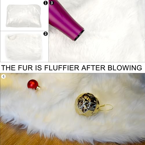 White Faux Fur Plush Christmas Tree Skirt Y1002