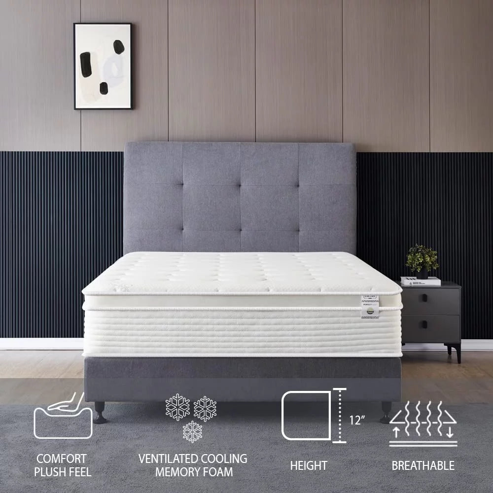 Full Size 12 Inch Memory Foam Spring Hybrid Mattress R263839