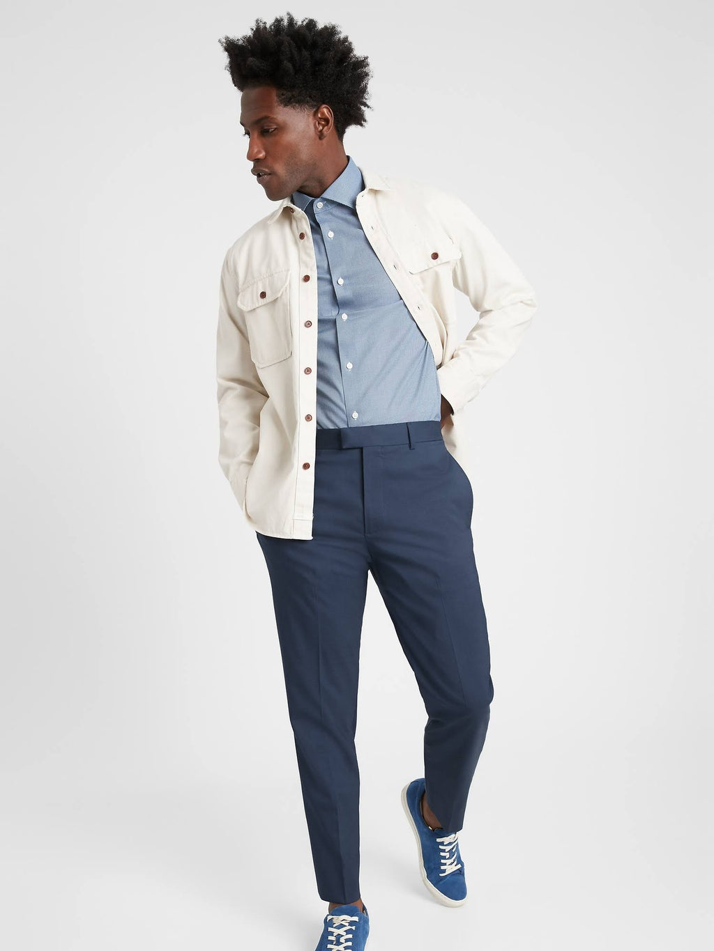 Navy Slim Stretch Cotton Pant 38W 32L J22480