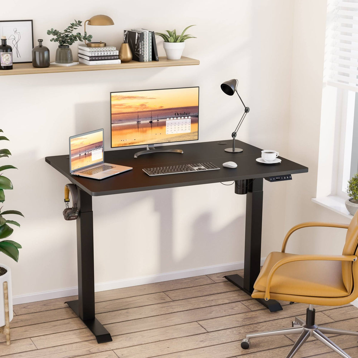 Black Height Adjustable Electric Standing Desk with Splice Board G30695