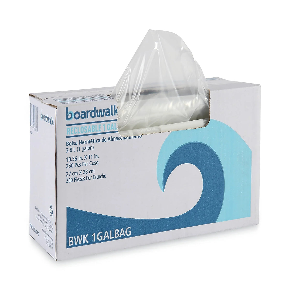 Reclosable Food Storage Bags, 1 gal, Clear, 250/Box P1539