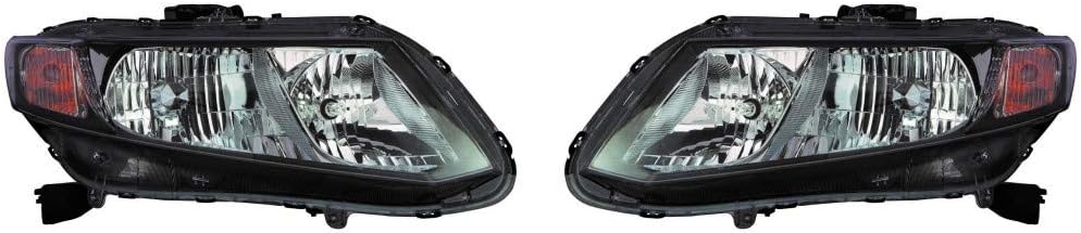 Pair Headlight Assembly for Honda Civic Coupe V393