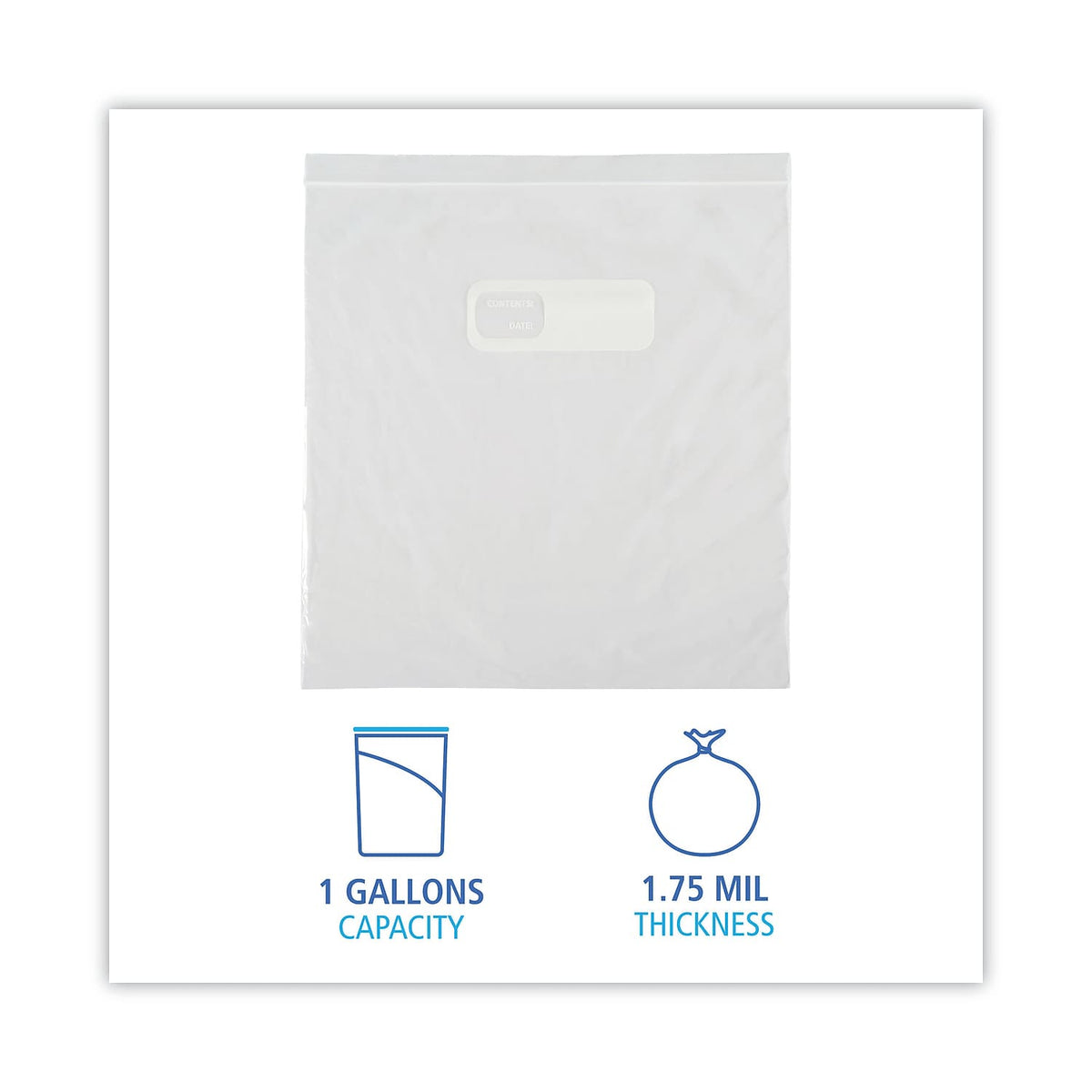Reclosable Food Storage Bags, 1 gal, Clear, 250/Box P1539