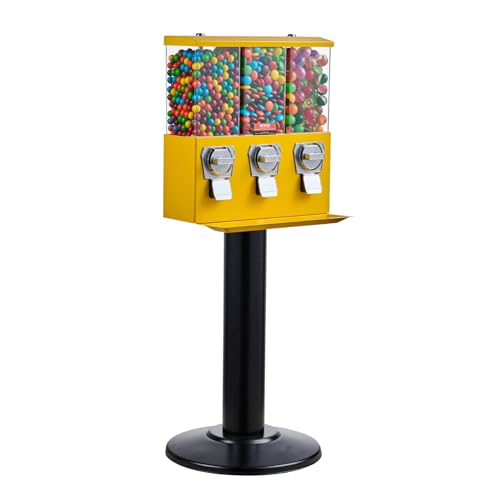 Yellow Triple Compartment Candy Dispenser with Iron Stand D67370