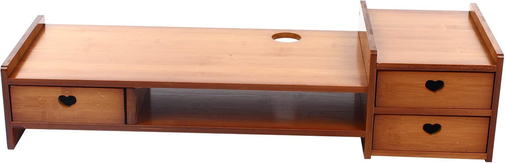 Bamboo Monitor Stand with 3 Drawers F770