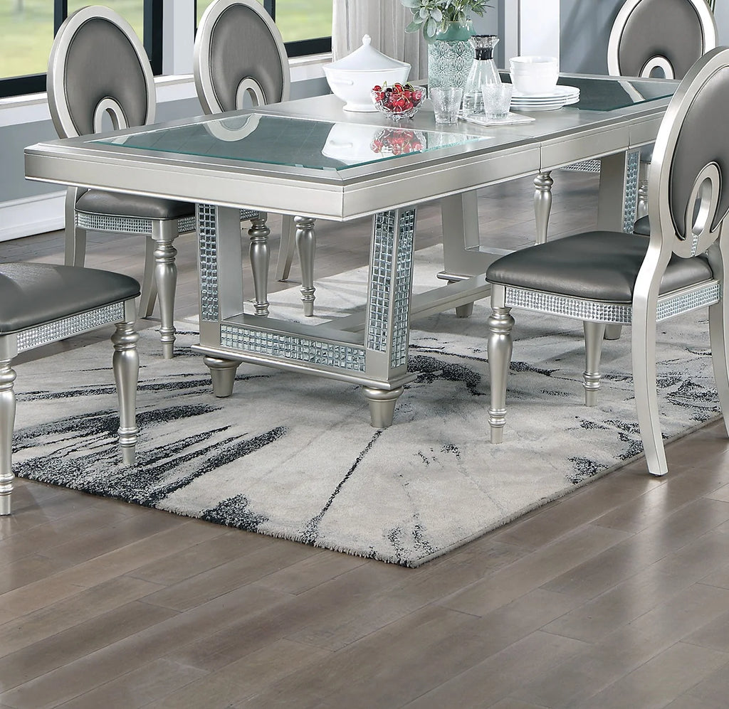 Silver Hue Glass Rectangle Dining Table A951