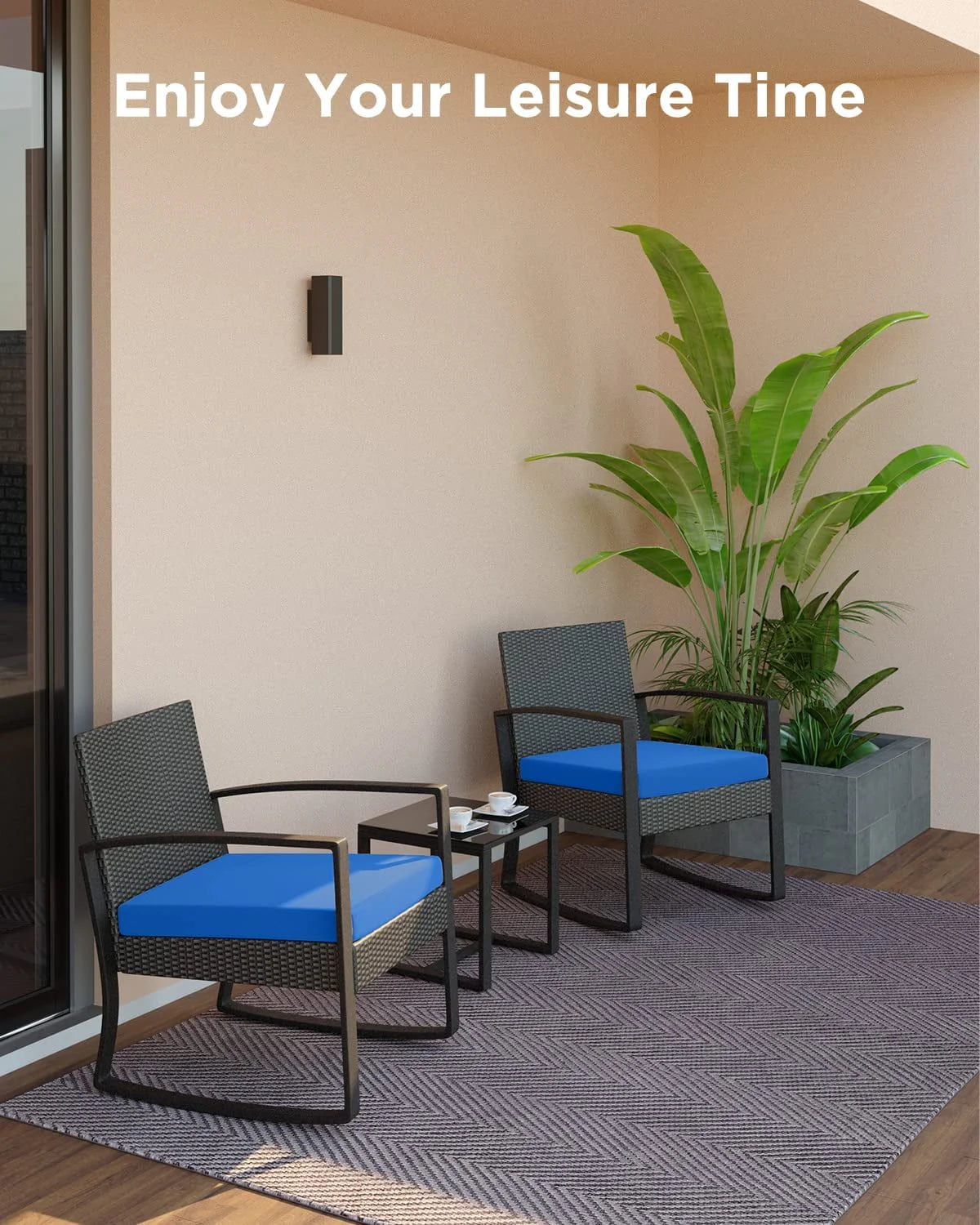 3 Piece Patio Bistro Set with Glass Table F7621