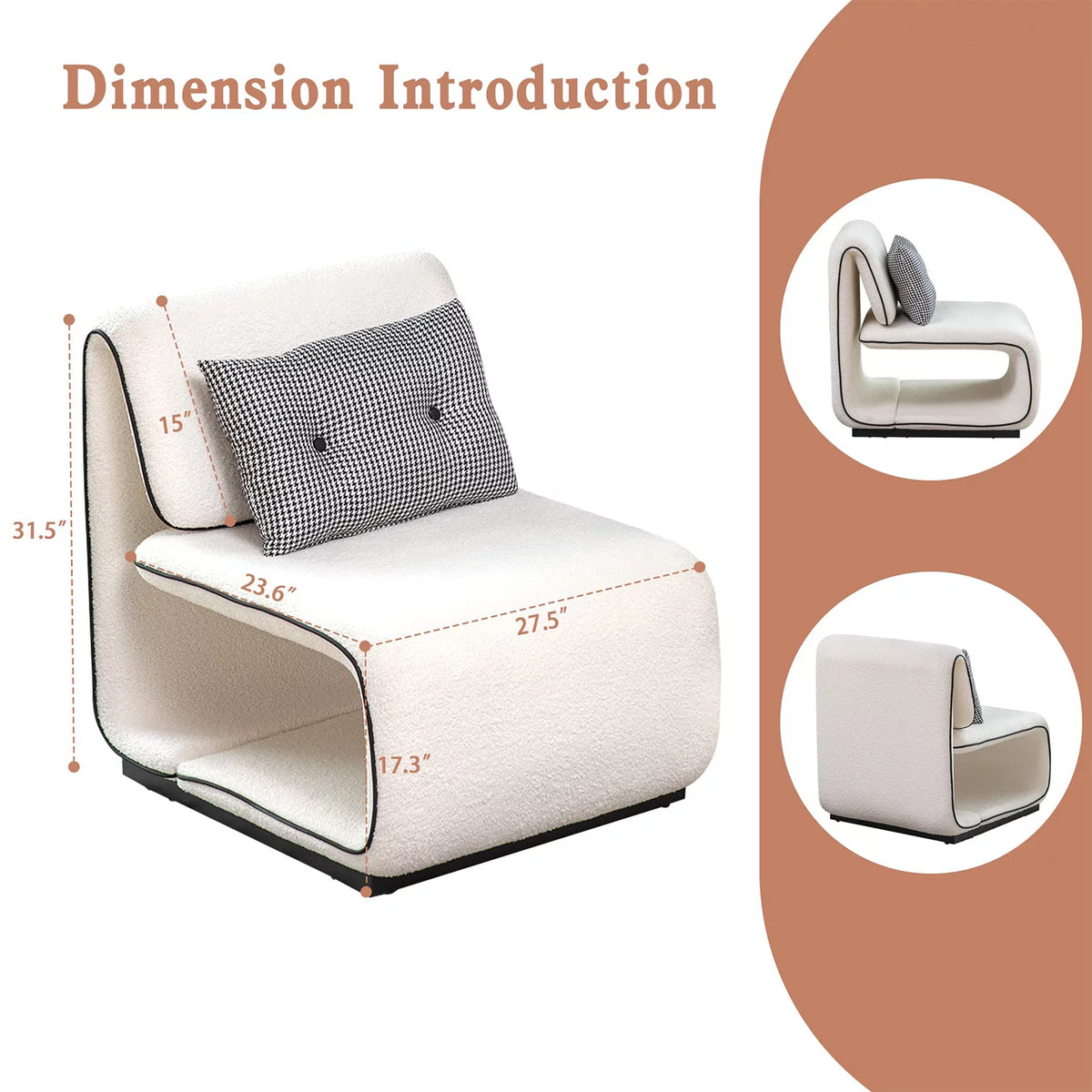 White Upholstered Sherpa Accent Chair X517078
