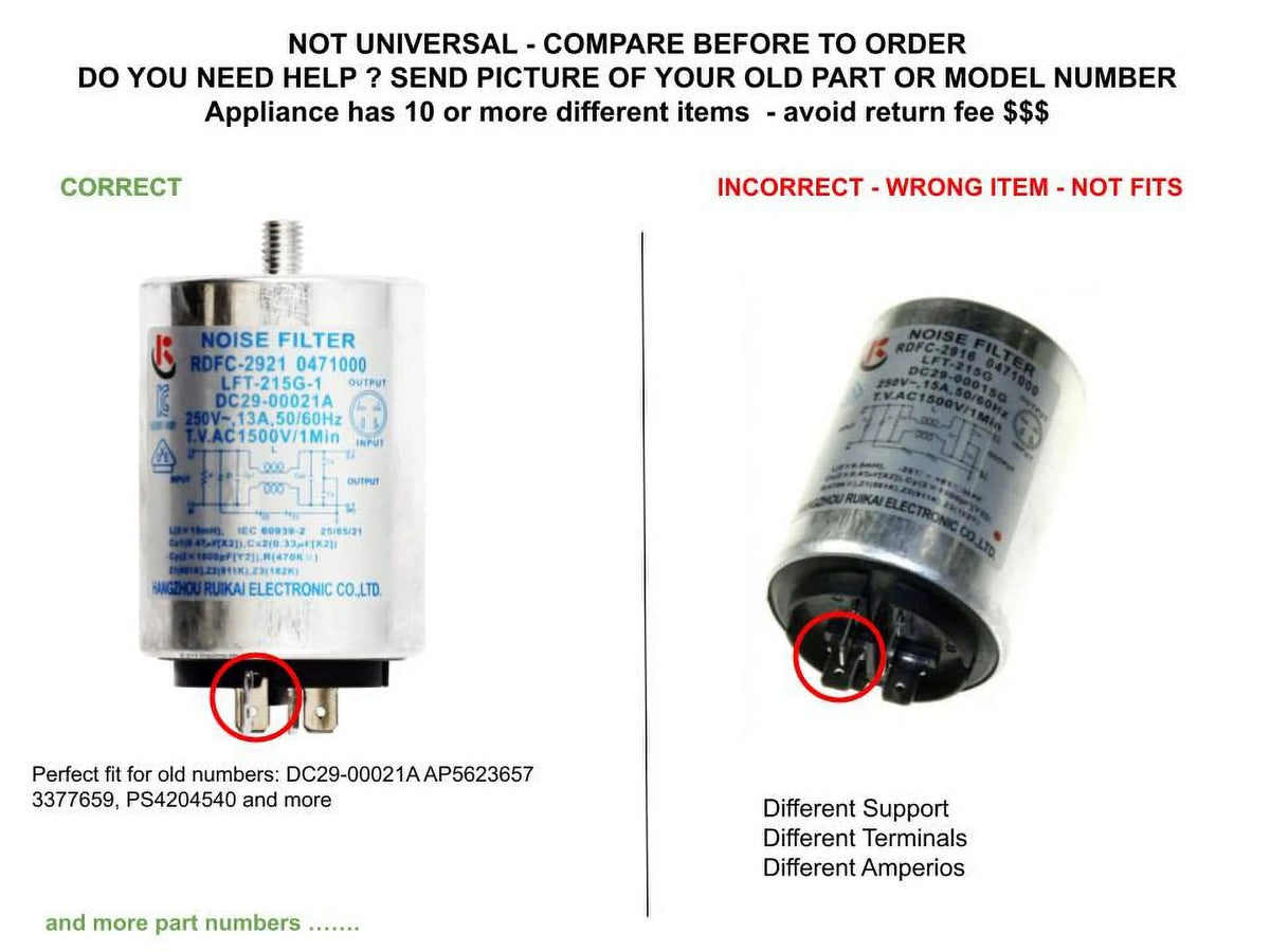 Washer Noise Filter 3" Length X3941