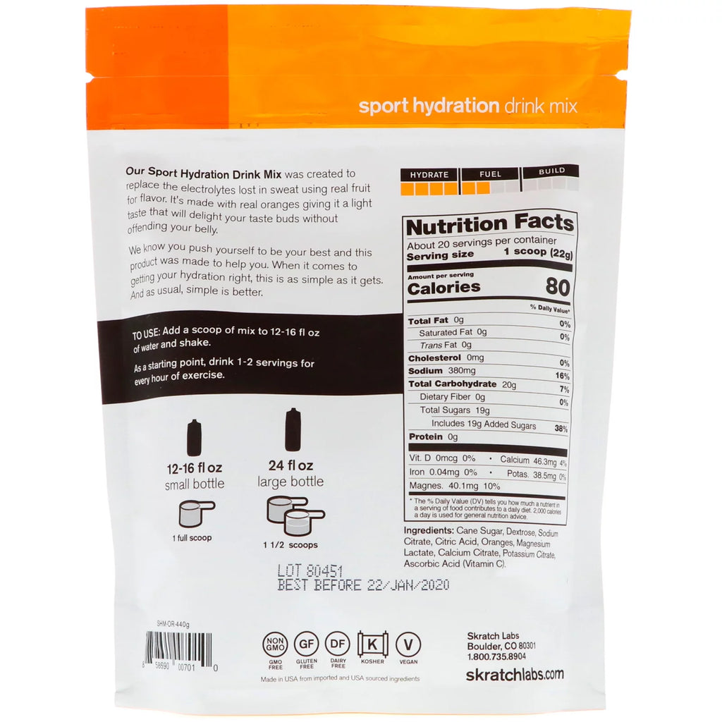 Orange Hydration Sport Drink Mix 15.5 Oz F94674