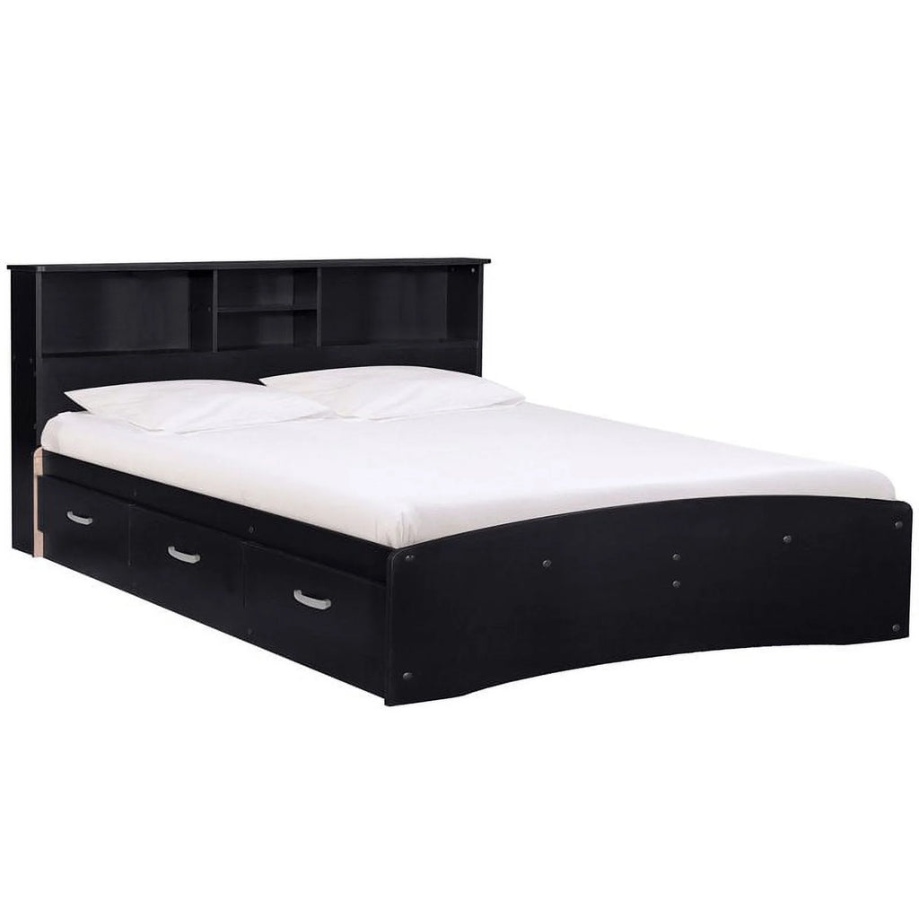 Black Queen Captains Bed and 4-Drawer Dresser Set C539385