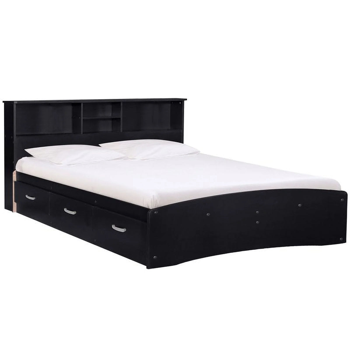 Black Queen Captains Bed and 4-Drawer Dresser Set C539385