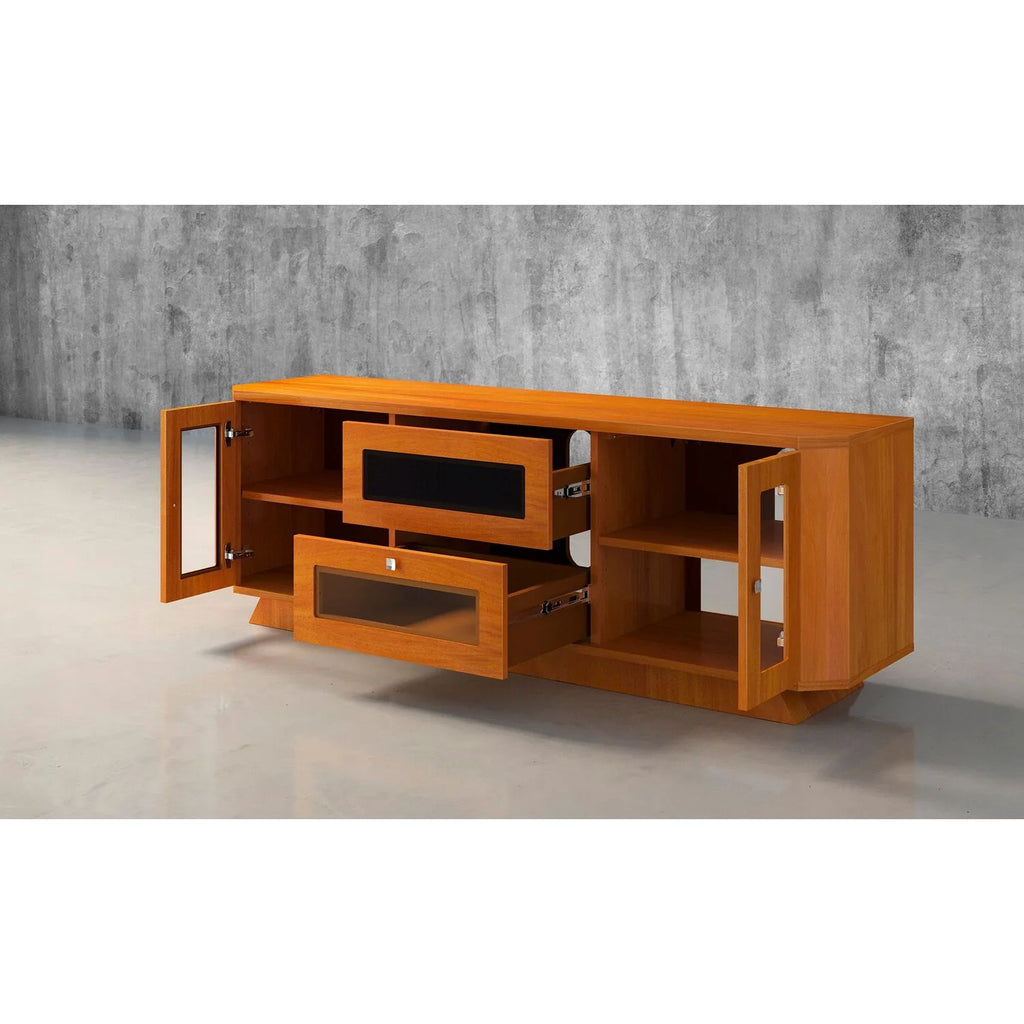 70" Transitional TV Stand with Brazilian Cherry Veneers in Light Cherry Finish U75960