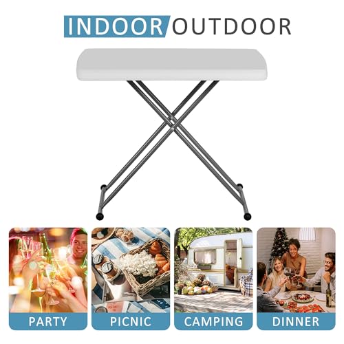 White 4 Foot Plastic Folding Table with Carrying Handle L21071