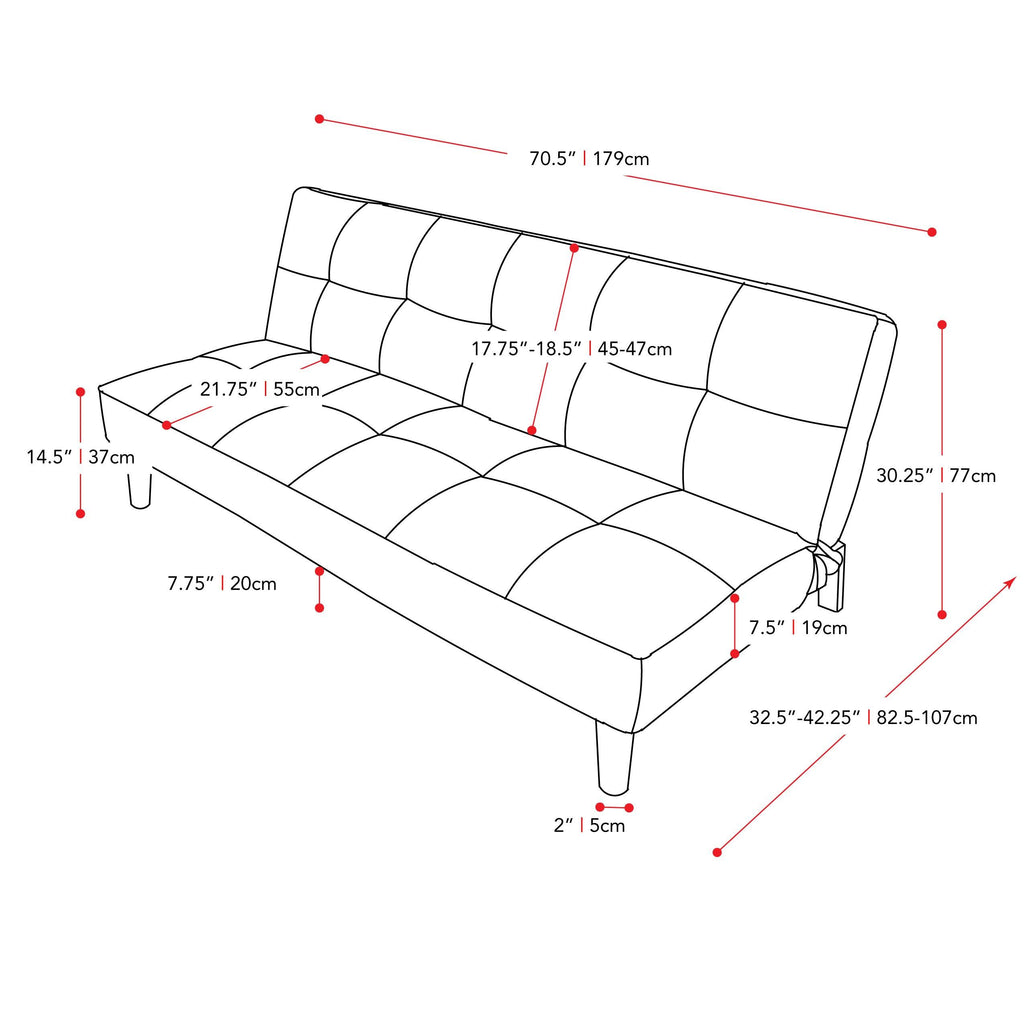 Dark Gray Convertible Futon Sofa Bed T1270