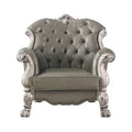Bone White Faux Leather Arm Chair E9505