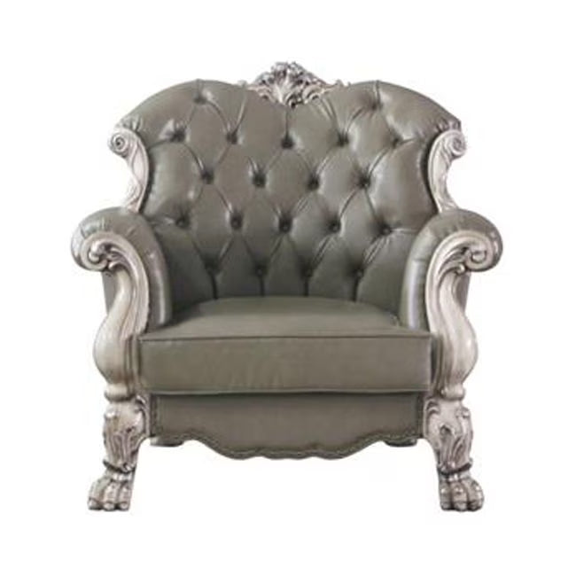 Bone White Faux Leather Arm Chair E9505