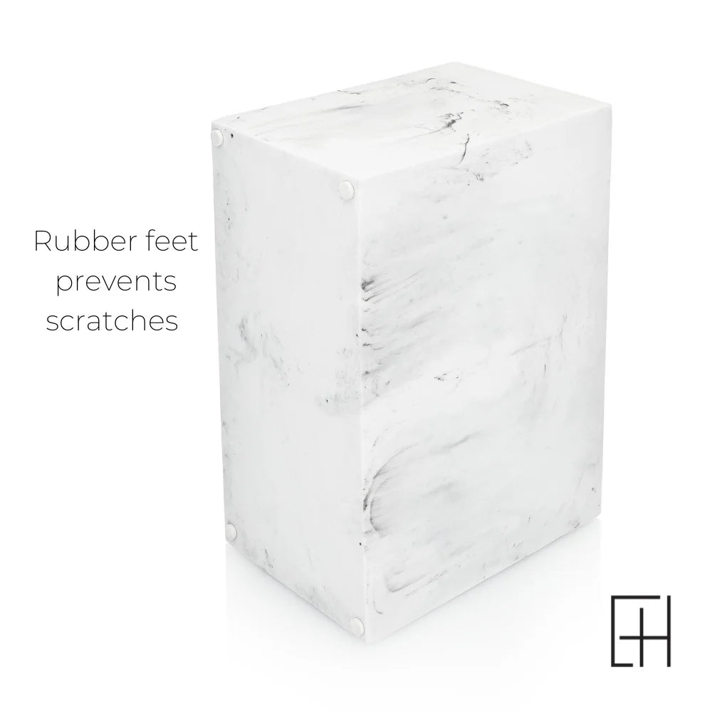 White Marble Rectangular Utensil Holder with Two Compartments X32808