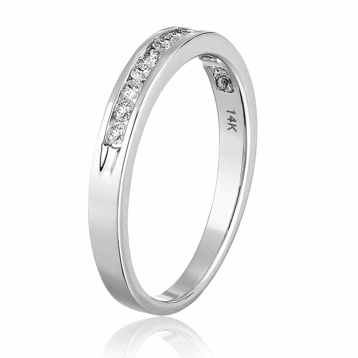 10K White Gold Diamond Wedding Band Size 7 T82552