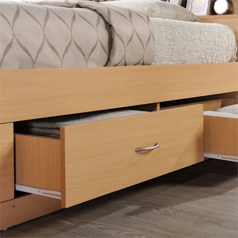 Twin-size Captain Bed with 3-Drawers and Headboard in Beech V479