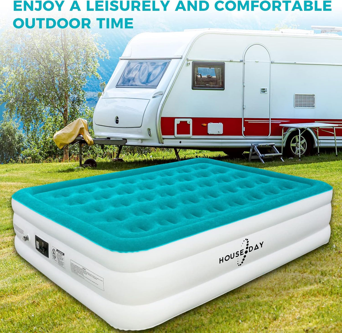 Queen Inflatable Air Mattress with Built-in Pump A402366
