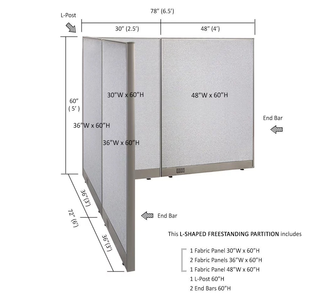 L-Shaped Office Partition E794673