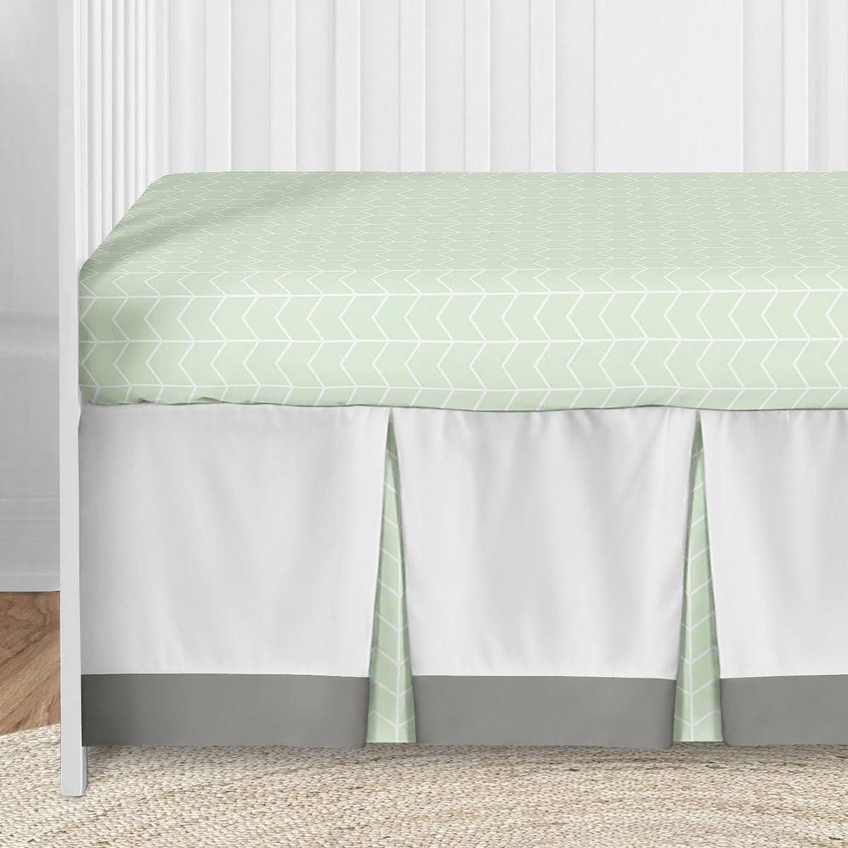 Mint Elephant Safari Crib Bedding Set - 5 Pieces - Green Grey and White Watercolor Y599023