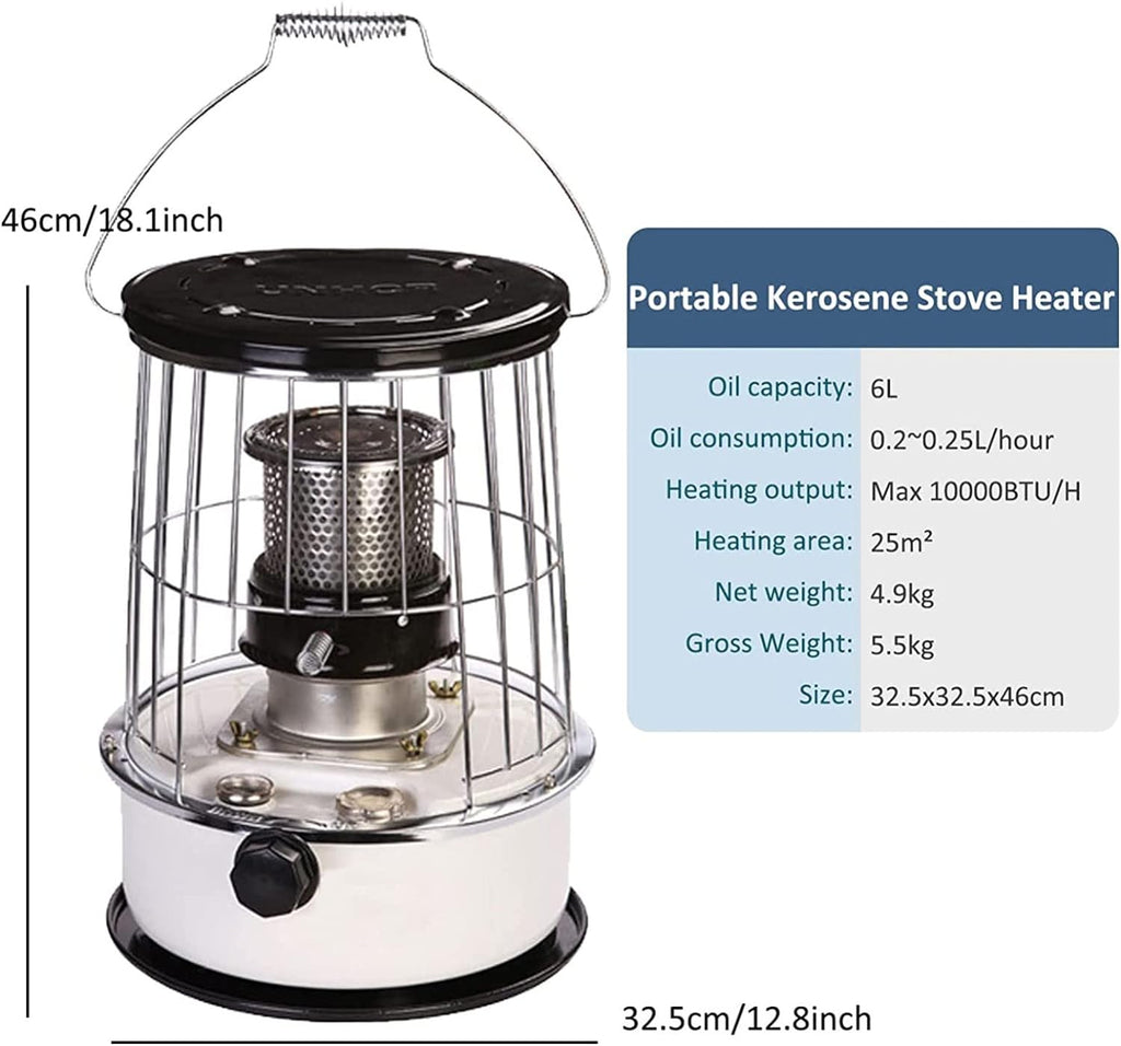 Portable Kerosene Heater Stove, 10000BTU, 6L S145294