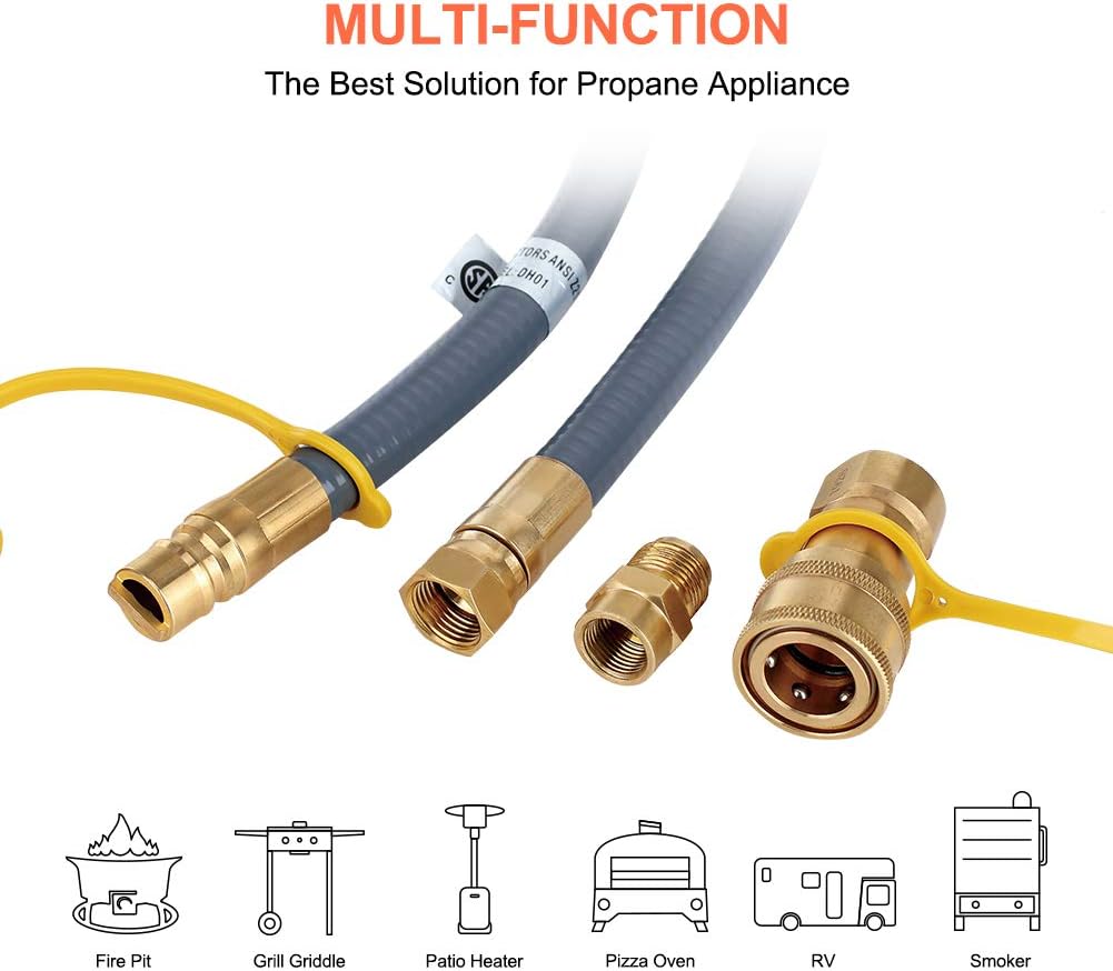 24 Feet 1/2 Inch Natural Gas Grill Hose with Quick Connect Fittings B986