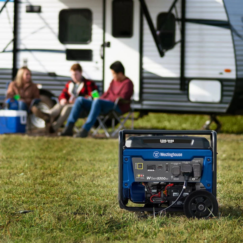 6600 Peak Watt Electric Start Portable Gas Powered Generator with CO Sensor and Wheel Kit H78310