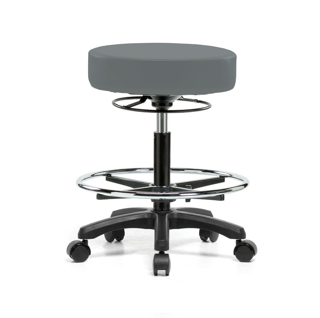 Black Fabric Rolling Height Adjustable Stool L1871