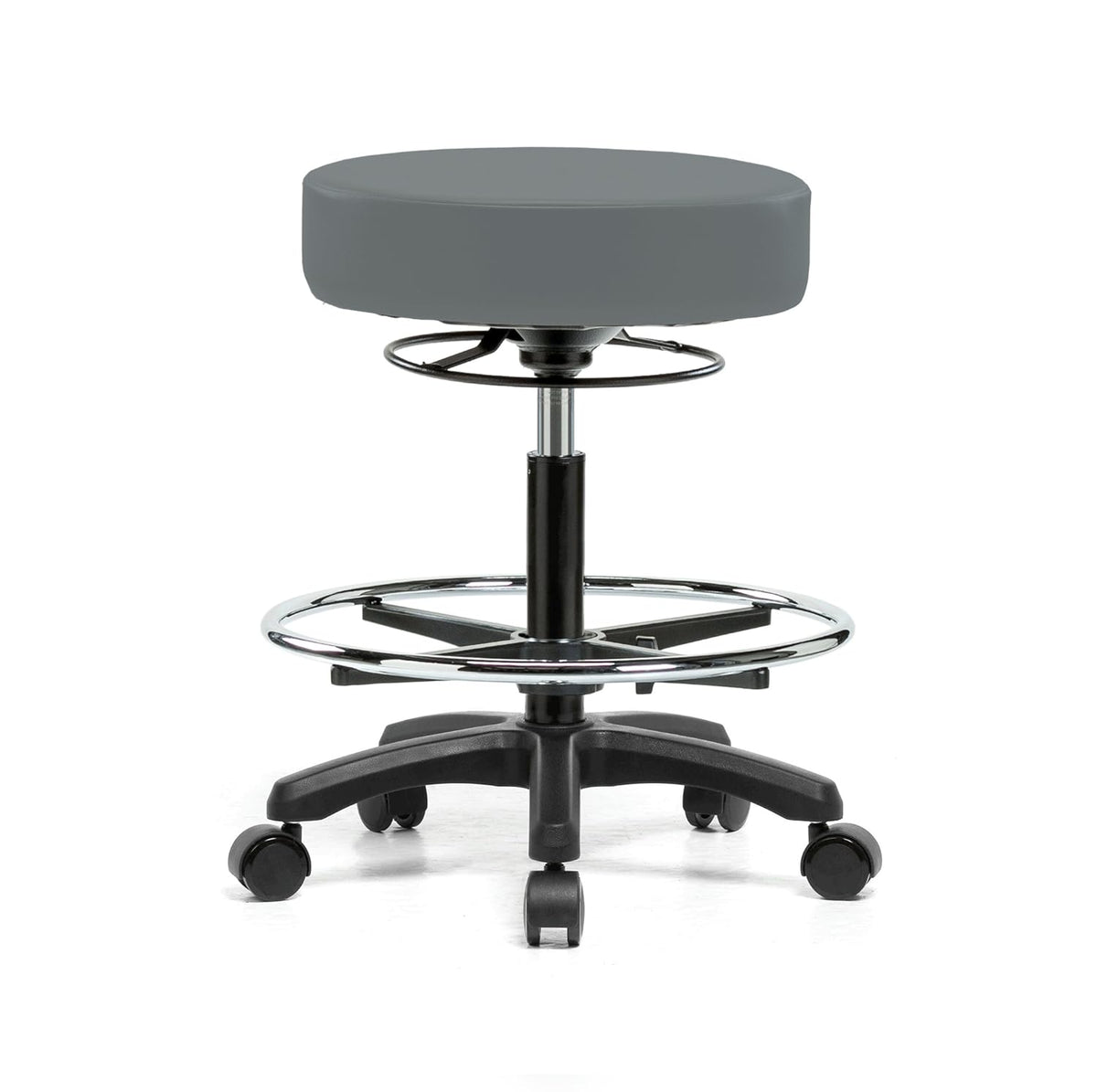 Black Fabric Rolling Height Adjustable Stool L1871