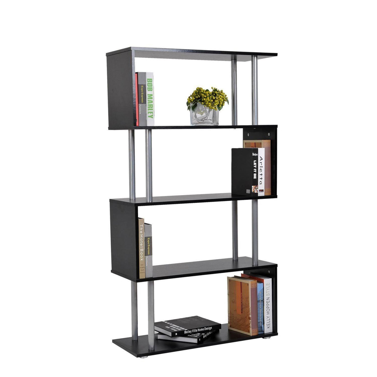 Black 5-Shelf Open Display Bookcase X424