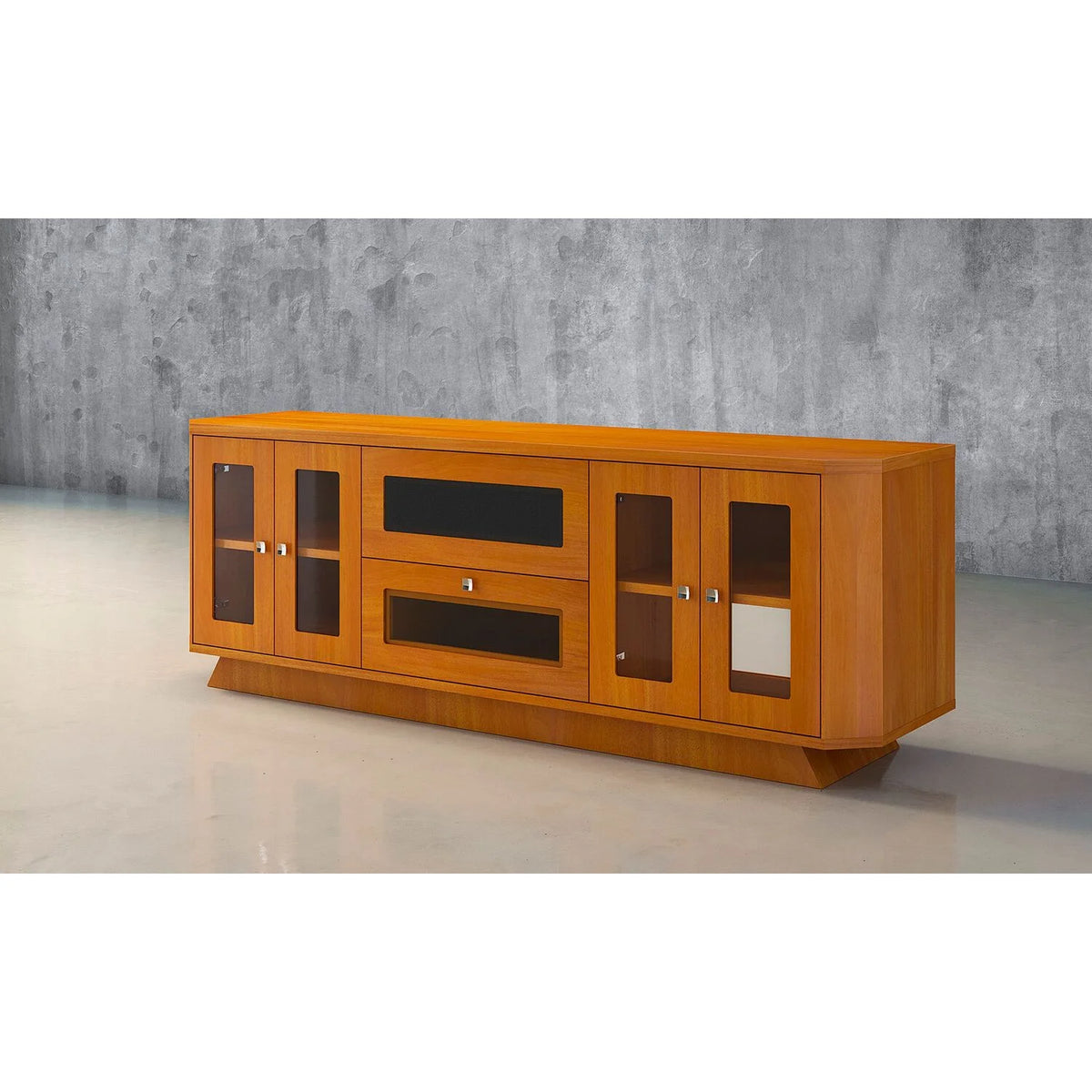 70" Transitional TV Stand with Brazilian Cherry Veneers in Light Cherry Finish U75960
