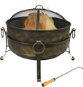 24-Inch Wood-Burning Fire Pit with Spark Screen and Metal Grate C132494