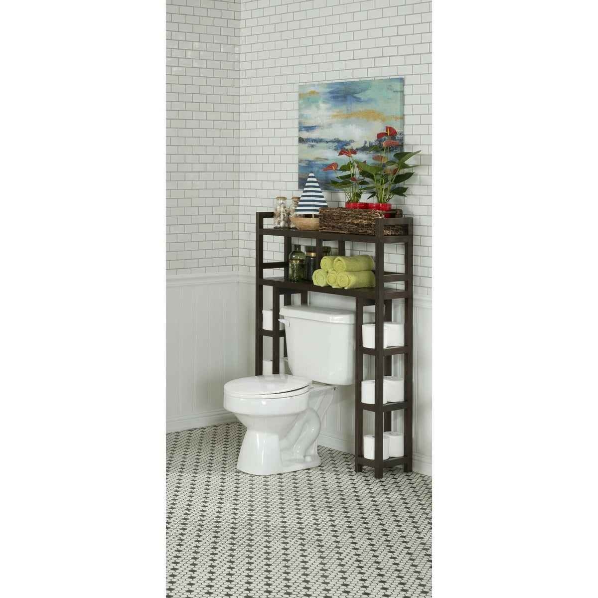 White Bathroom Organizer with 2 Shelves A6721
